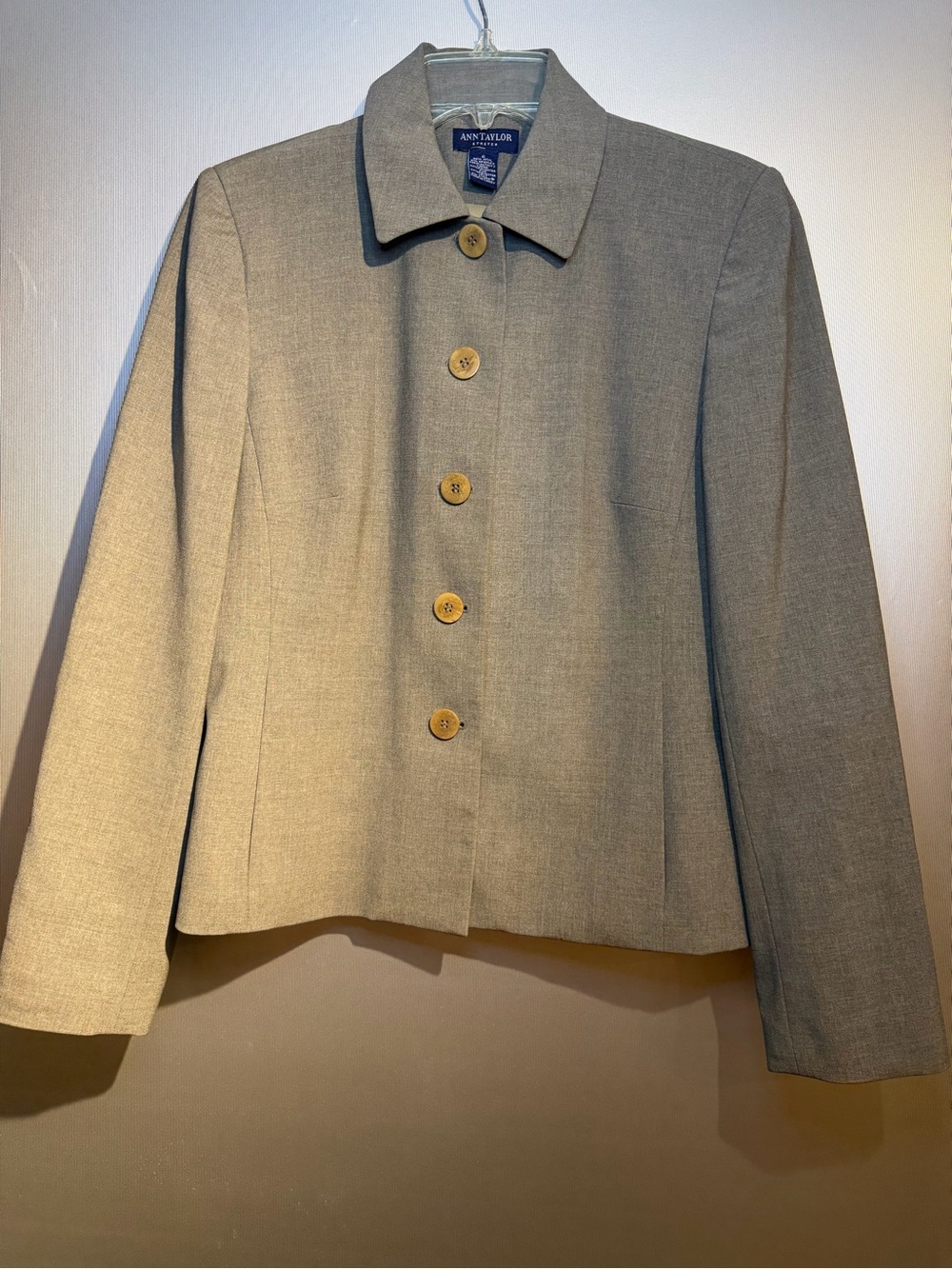 Ann Taylor Light Gray Single-Breasted Blazer